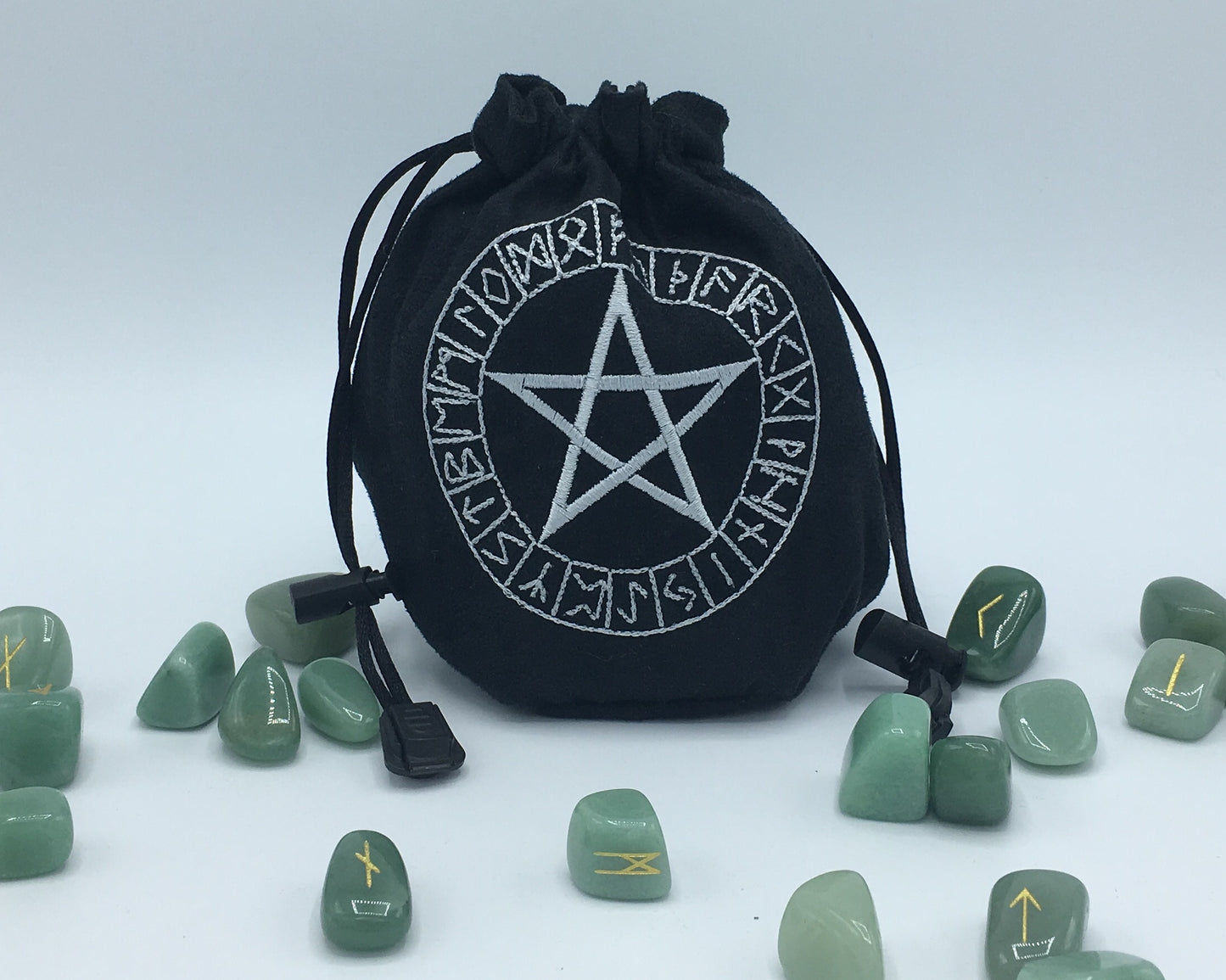Pentacle Runes Embroidered Rune Bag