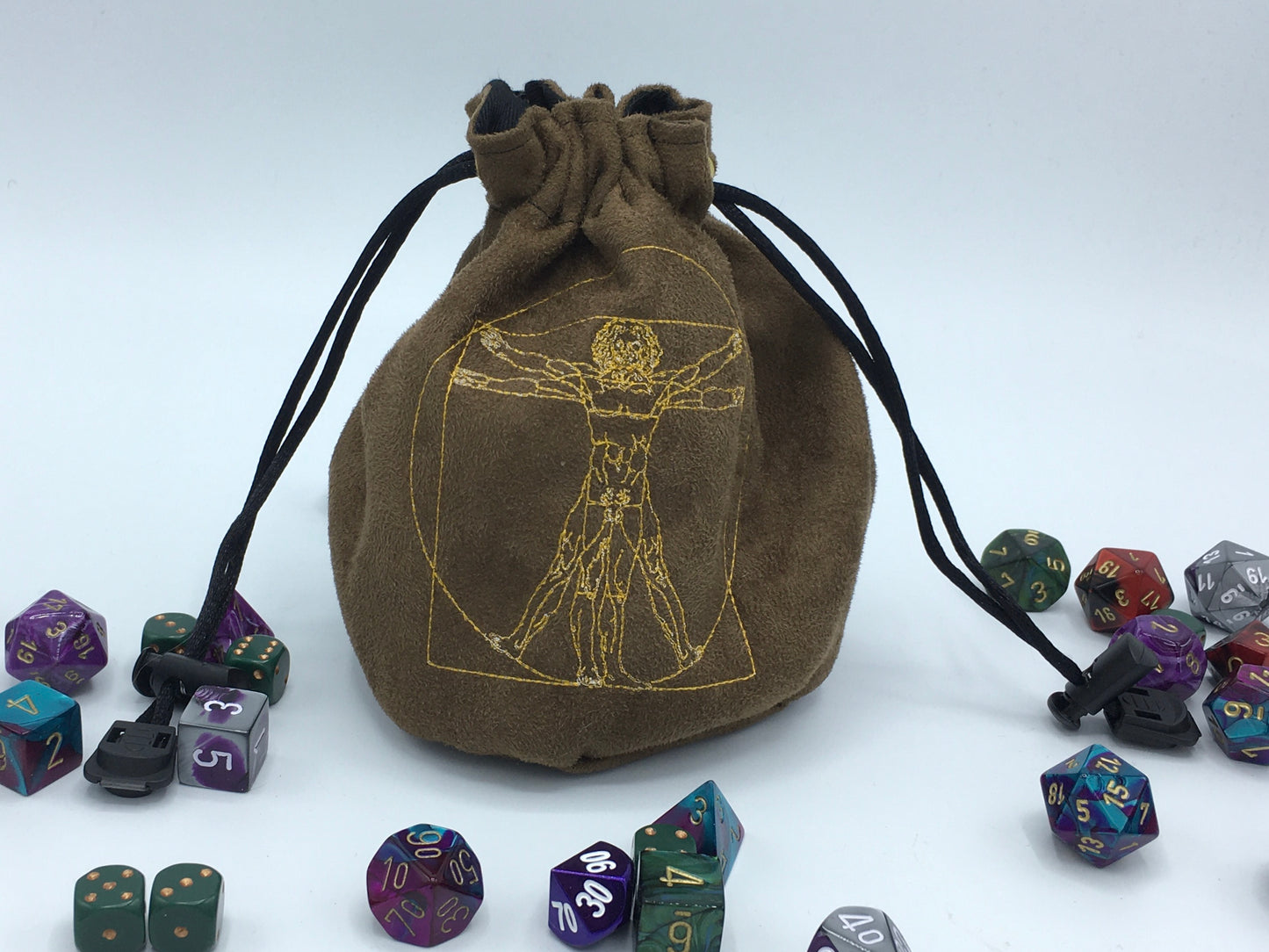 Vitruvian Man Embroidered Dice Bag