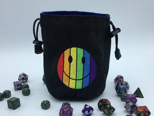 Rainbow Smiley Face Embroidered Dice Bag