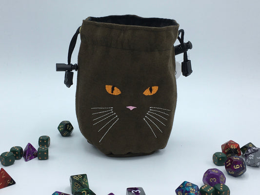 Cat Face Embroidered Dice Bag