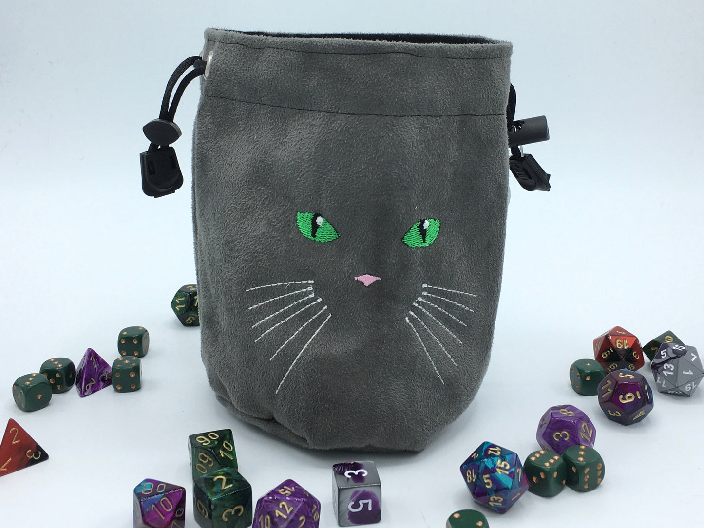 Cat Face Embroidered Dice Bag