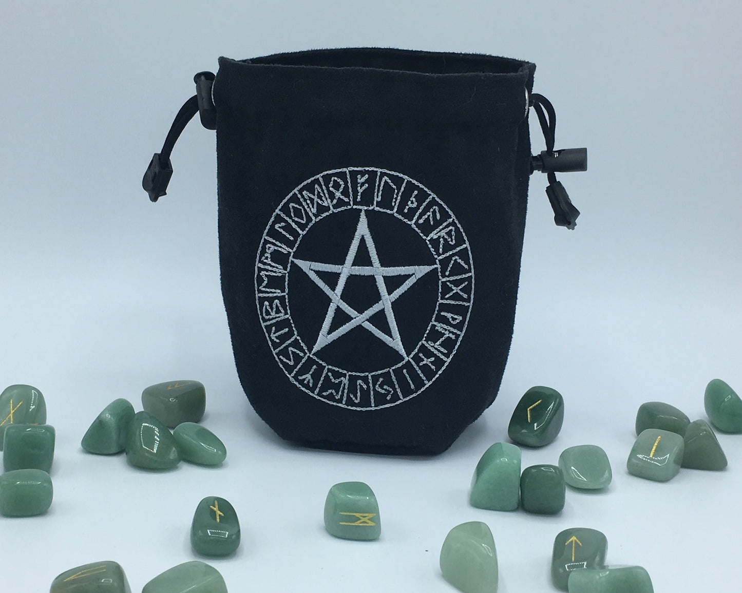 Pentacle Runes Embroidered Rune Bag