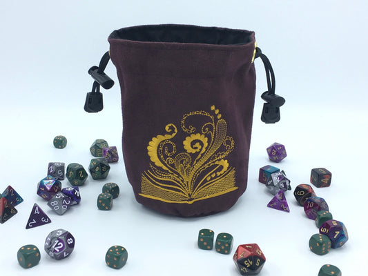 Magic Book Embroidered Dice Bag