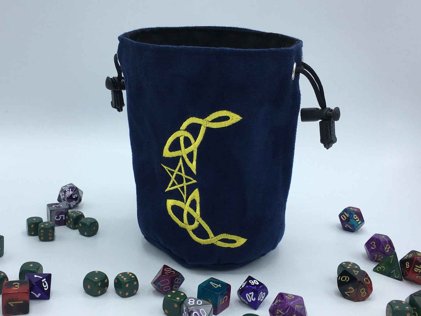 Knotwork Moon and Star Embroidered Dice Bag
