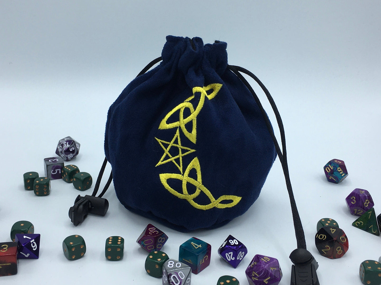 Knotwork Moon and Star Embroidered Dice Bag