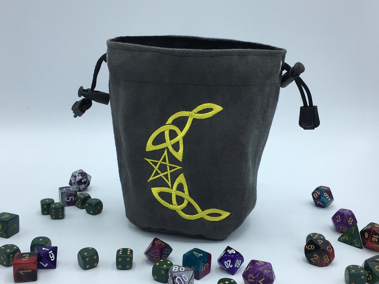 Knotwork Moon and Star Embroidered Dice Bag
