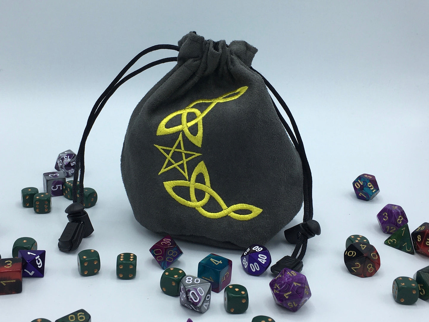 Knotwork Moon and Star Embroidered Dice Bag